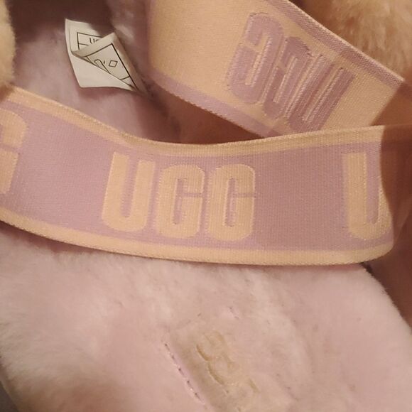 SOLD! UGG Disco Stripe Fluff Yeah Platform Slide Pink Dusk - Size 11 - Picture 9 of 13